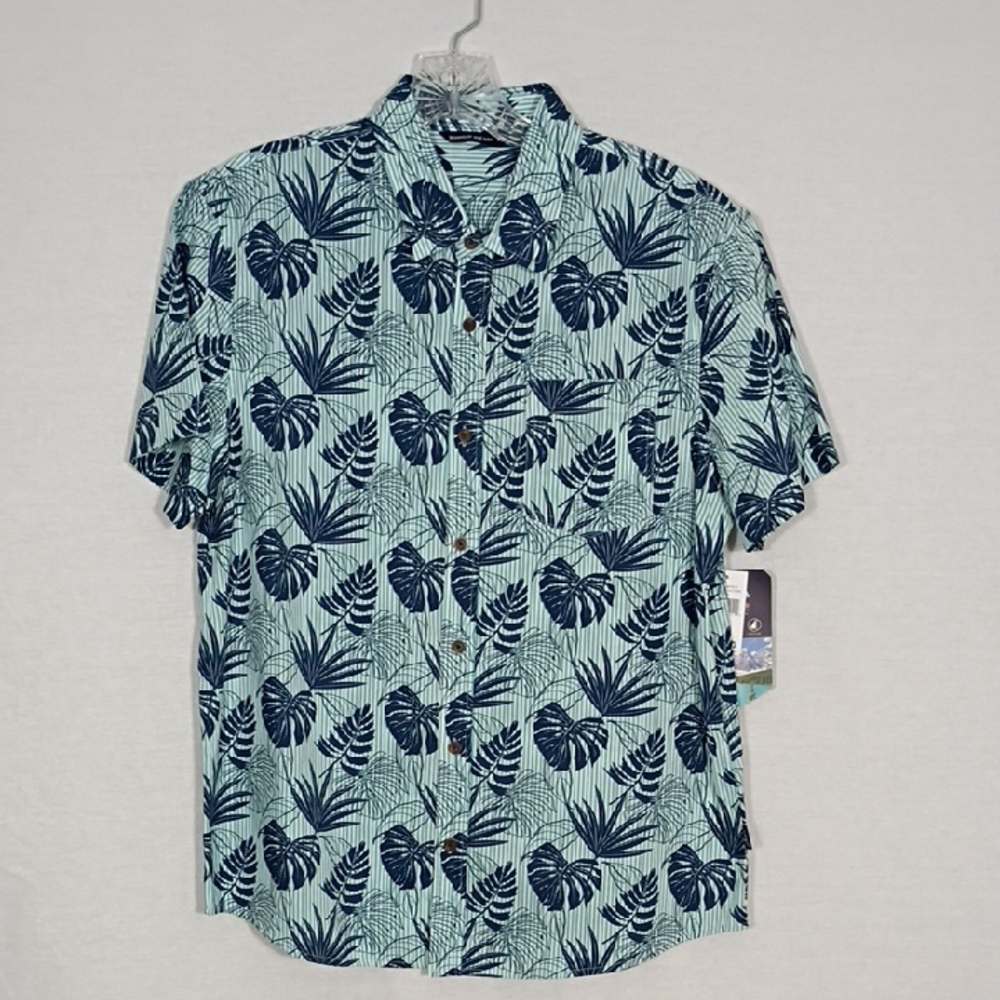 NWT Mountain And Isles Marlin Blue Stripe Palma Short Sleeve Button Down Sz Sm